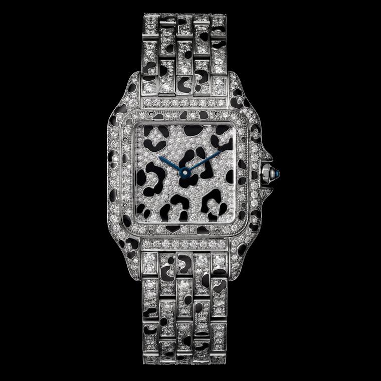 中号 Panthère de Cartier 珐琅和钻石腕表
